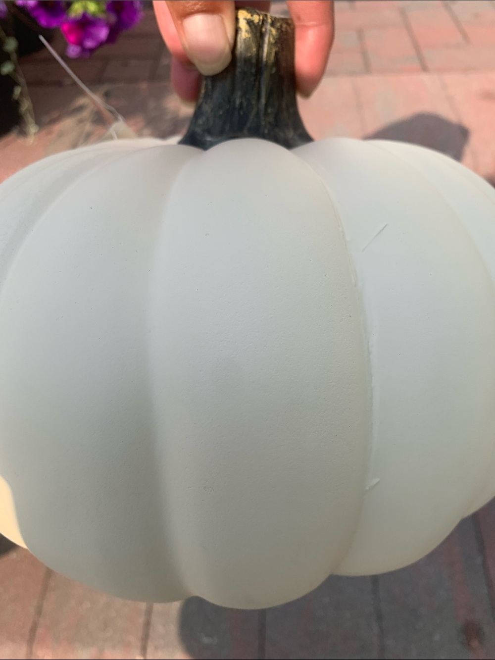 π- Ashland Cream Decorative Pumpkin with Gold Destressed Stem Med Size - Picture 5 of 7